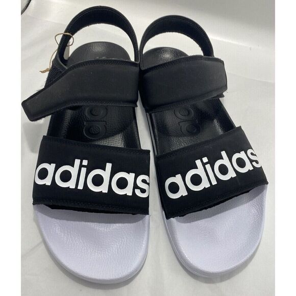 adidas F35416 Unisex Men's Sz 12 Women's Sz 13 Black/White Adilette Sandal - Picture 1 of 4